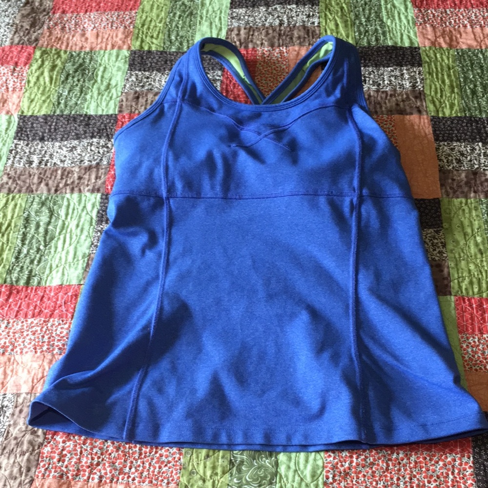 Athleta shelf bra fitted tank lilac blue